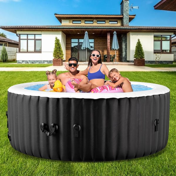 211 Gal. Hot Tub 72 in. x 72 in. x 26 in. Portable Blow Up Hot Tub 130-Jet Round Outdoor SPA for 4-6 Person