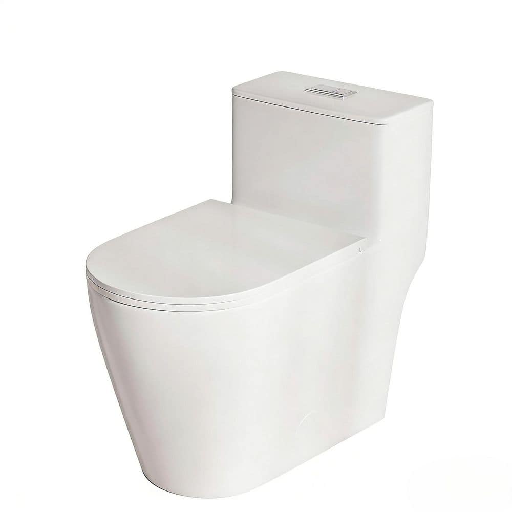 12 in. One-Piece Dual Flush 1.1/1.6 GPF Siphon Flush Elongated ADA Comfort Height Toilet in White with Soft-Close Seat price history on PriceWatchPro