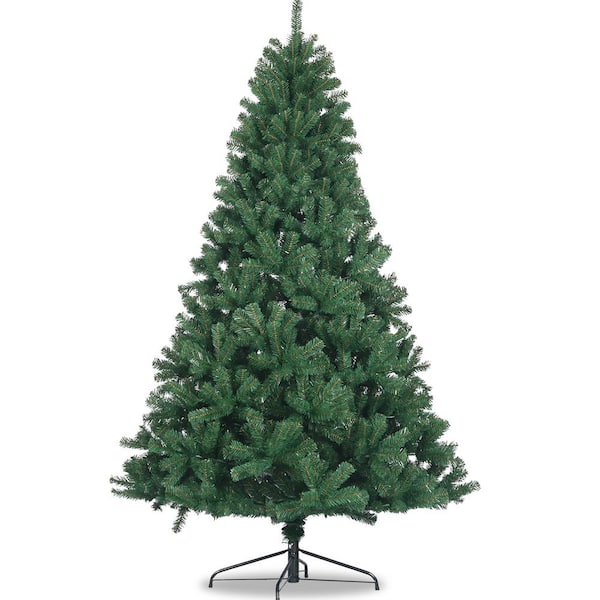 7.5 ft. Hinged Full Natural Spruce PVC Fir Artificial Christmas Tree ...