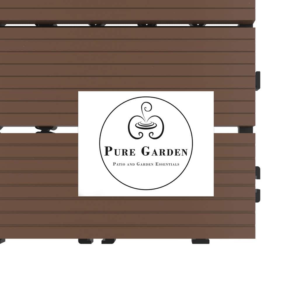 Brown 12" x 12" Wood Plastic Composite Interlocking Deck Tiles