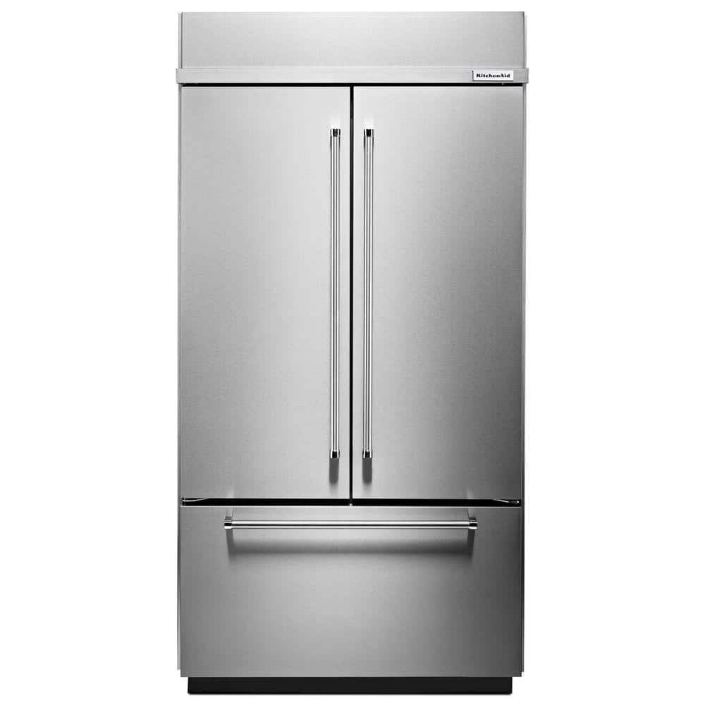 KitchenAid 20.8 cu. ft. Built-In French Door Refrigerator in Stainless Steel with Platinum Interior, Silver
