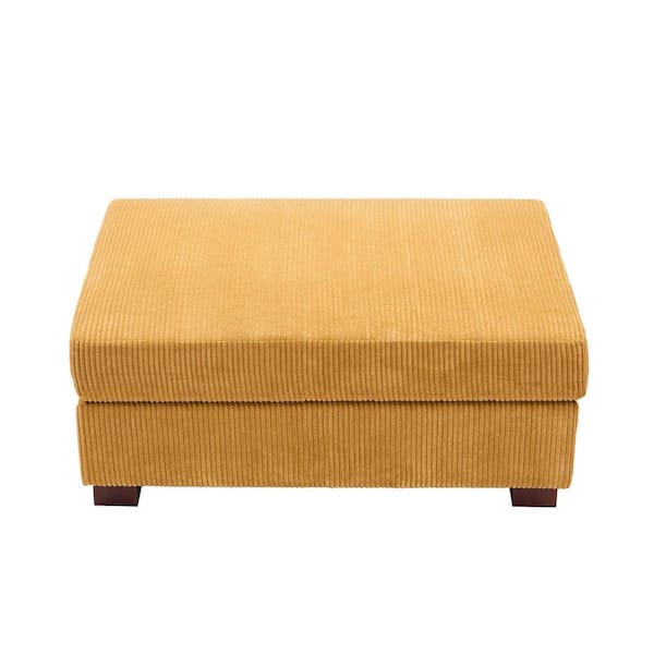 Uixe 40.9 in. Orange Corduroy Fabric Square Ottoman with