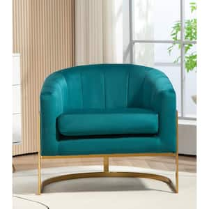 US Pride Demon Greenish Blue Velvet Arm Chair