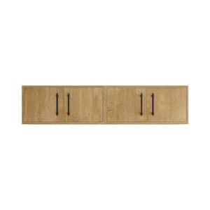 Victoria 59.25 in. W x 11.8 in. D x 13.78 in. H Brown Plywood Wall Overhead Floating Linen Cabinet in Oak