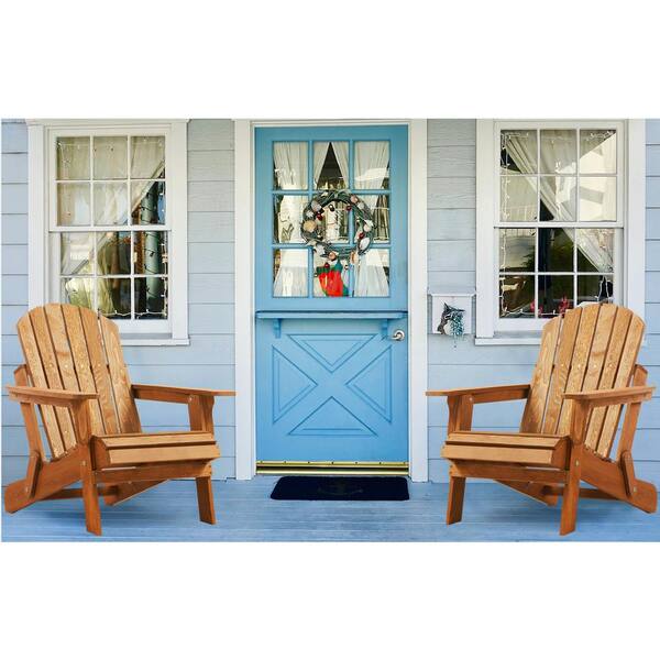 Coffee Outdoor Folding Wood Oversize Adirondack Chair with Pre