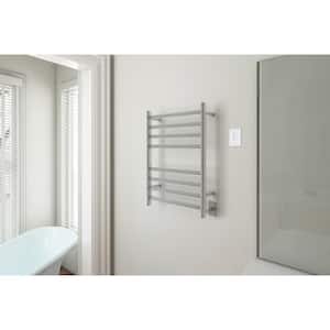 Prima Dual Extended 8-Bar Hardwired and Plug-In Electric Towel Warmer in Brushed Stainless Steel with Countdown Timer