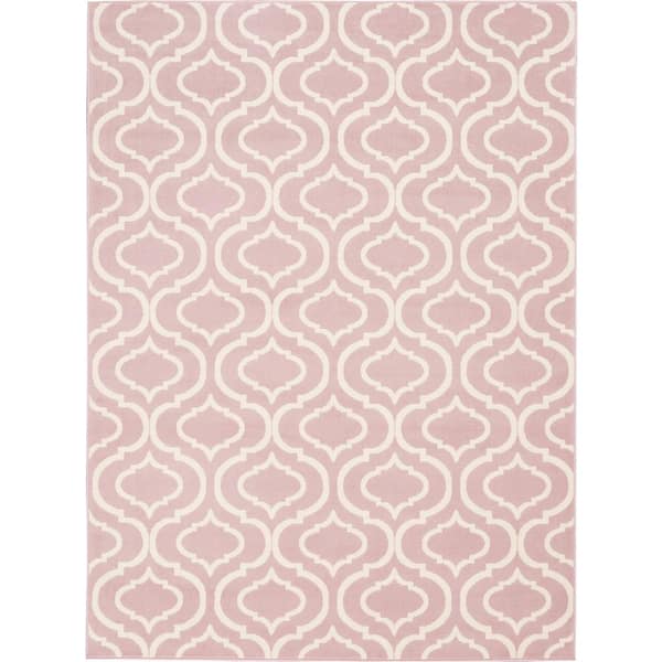 Nourison Jubilant Pink 5 ft. x 7 ft. Moroccan Farmhouse Area Rug