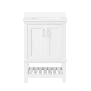 Tupelo 24 in. W x 19 in. D x 34 in. H Single Sink Bath Vanity in White with White Engineered Stone Top