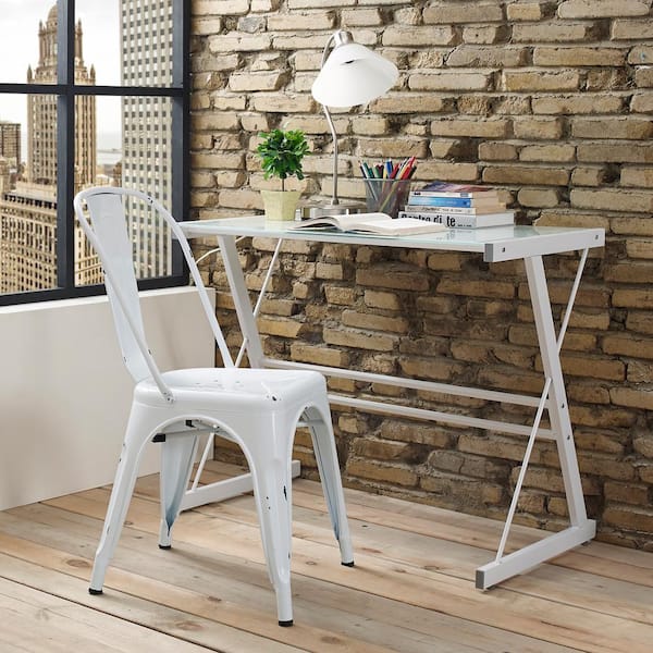 Walker Edison Furniture Company Stackable Metal Cafe Bistro Chair - Antique White