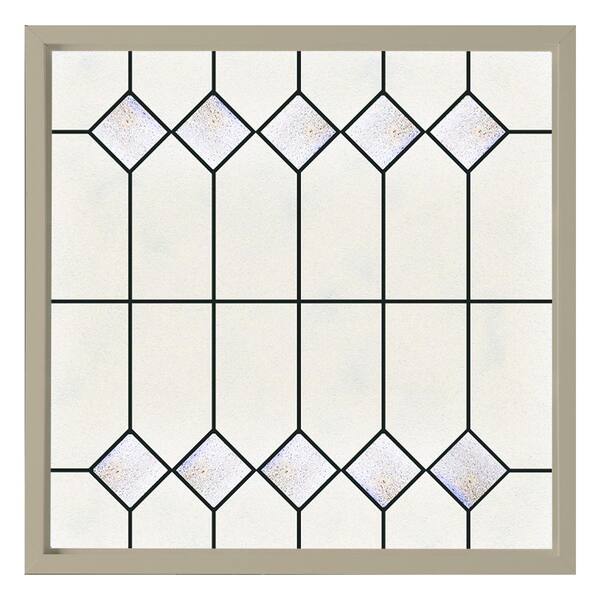 Hy-Lite 47.5 in. x 47.5 in. Mission Decorative Glass Picture Vinyl Window - Tan