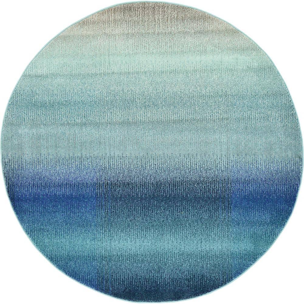 Azura Barcelona 6' Round Easy-Care Synthetic Area Rug, Blue