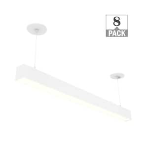 4 ft. 64-Watt Equivalent Integrated LED White Strip Light Fixture Architectural Linear w/Suspension Mount Kit (8-Pack)