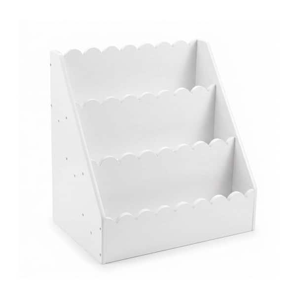 White Wood Freestanding Magazine Rack 3-Tier Wooden Bookshelf