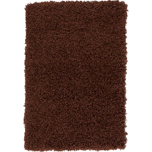 Solid Shag Chocolate Brown 2 ft. x 3 ft. Area Rug