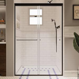 44-48 in. W x 72 in. H Sliding Framed Shower Door in Matte Black with 1/4 in. (6 mm) Tempered Clear Glass