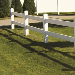 2-Rail 5 in. x 5 in. x 5 ft. White Vinyl End/Gate Fence Post