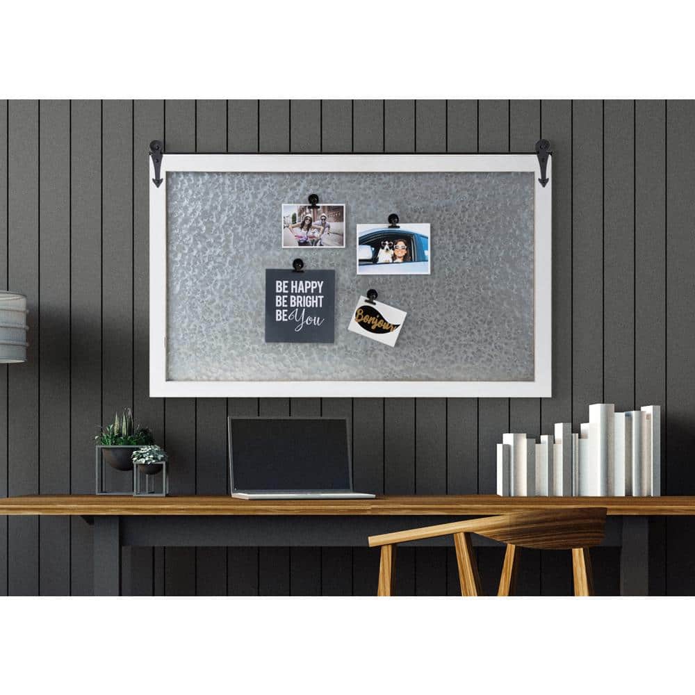 White Barn Door Wood Framed Magnetic Board
