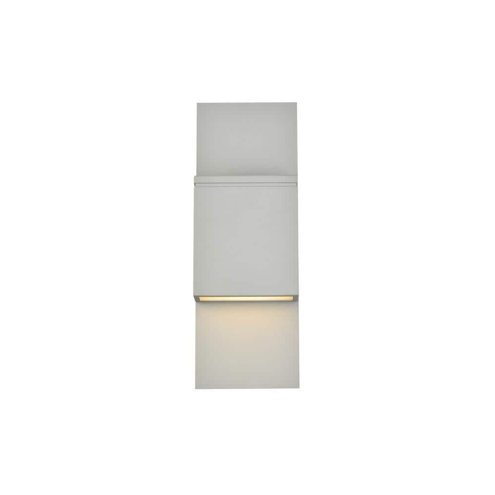 Timeless Home 1-Light Rectangular Silver LED Outdoor Wall Sconce