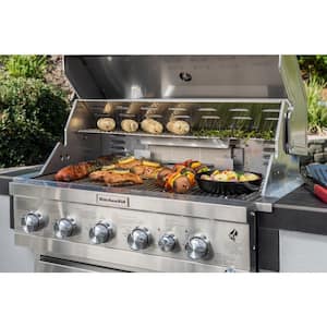4-Burner Built-in Propane Gas Island Grill Head in Stainless Steel with Searing Main Burner and Rotisserie Burner
