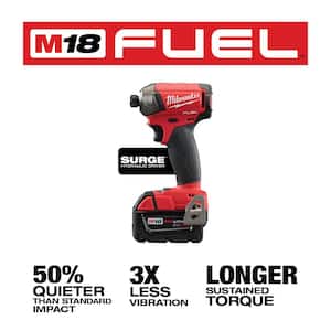 M18 FUEL SURGE 18V Lithium-Ion Brushless Cordless 1/4 in. Hex Impact Driver Kit W/ M18 FUEL Hammer Drill