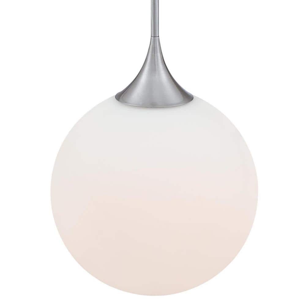 Brushed Nickel LED Pendant Light with Frosted Glass Globe