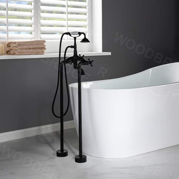 3-Handle Claw Foot Freestanding Tub Faucet with Hand Shower in Oil Rubbed Bronze