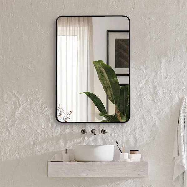Black 22 in W x 30 in. H Farmhose Rectangle Aluminium Framed Mirror Wall Mirror Wall Decor Mirror