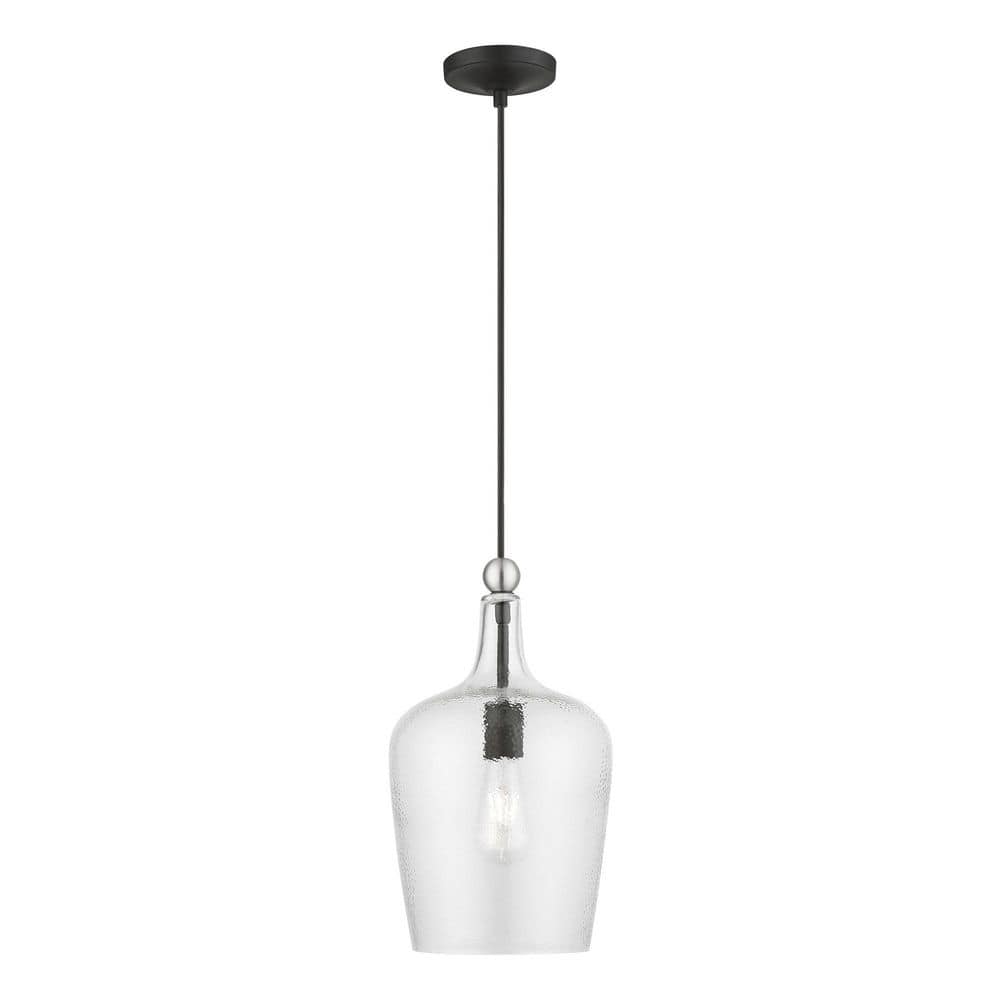 Elegant Avery Mini Jar Pendant Light in Black and Brushed Nickel
