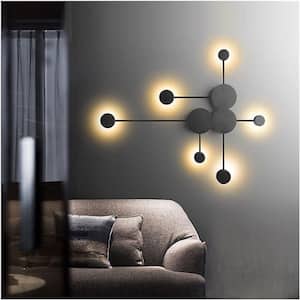 Lumin 6-Light Black Minimalist Modern Integrated LED Wall Sconce for Living Room and Bedside