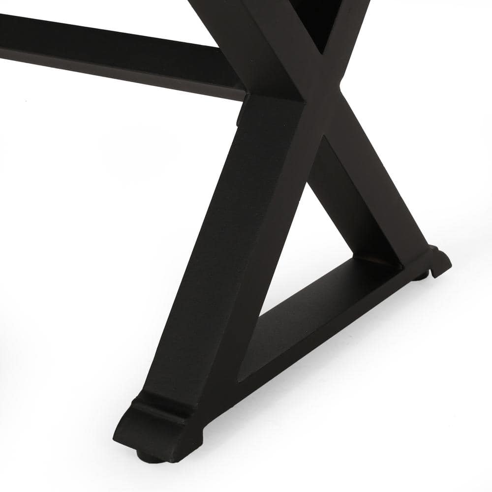 Antique Black Aluminum Outdoor Bench with X-Shaped Legs