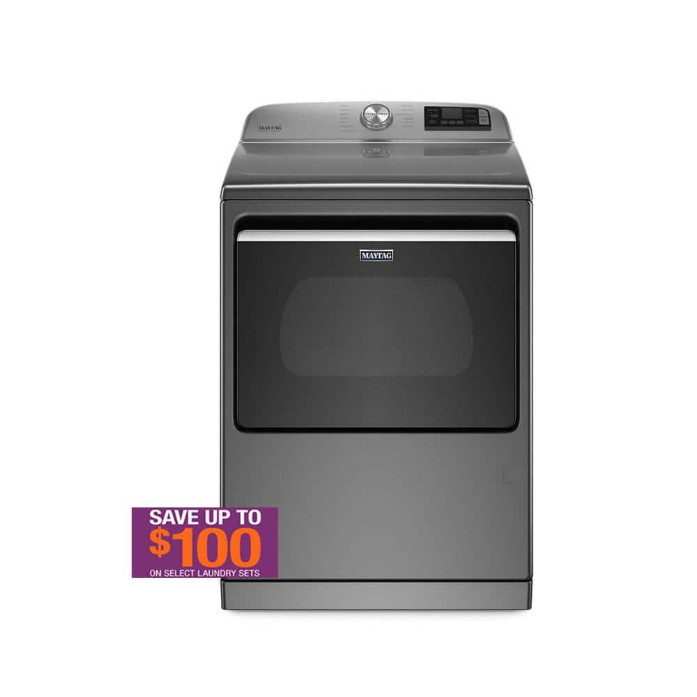 Maytag 7.4 cu. ft. 120-Volt Smart Capable Metallic Slate Gas Vented Dryer with Steam and Hamper Door, ENERGY STAR