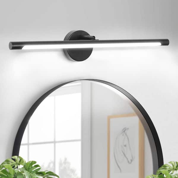 LamQee 23.6 in. 1-Light Black LED Bathroom Vanity Light Bar with Rotatable Arm