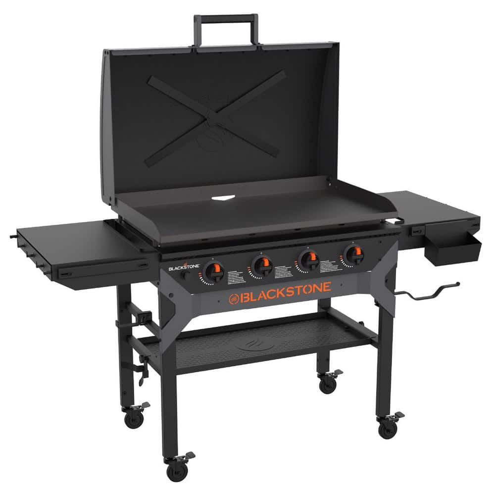 4-Burner Liquid Propane Outdoor Griddle with Hood in Black