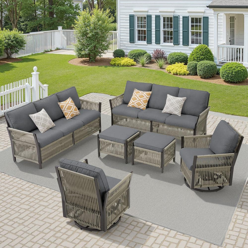Buenaola 6-Piece Wicker Outdoor Patio Conversation Set with