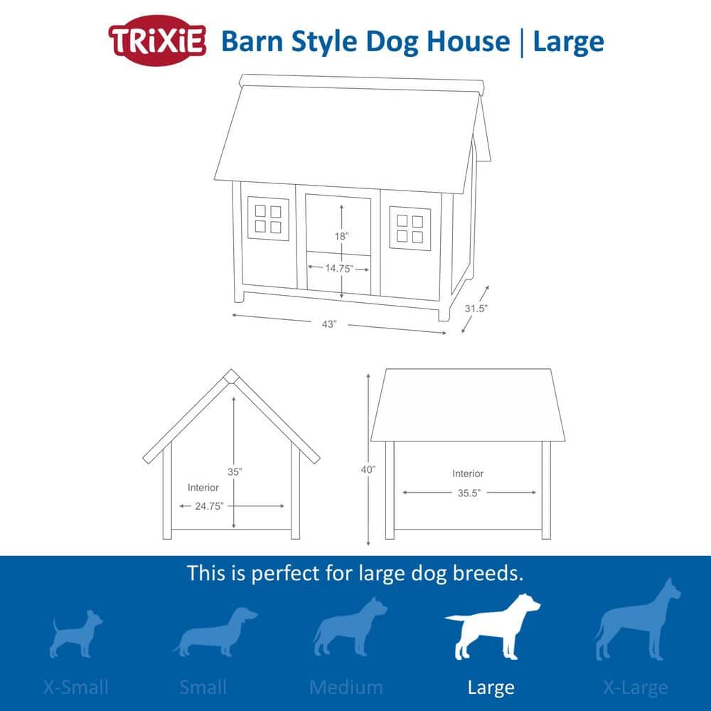 Medium Gray and White Wooden Raised Dog House