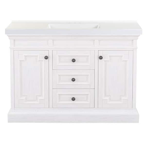 Home Decorators Collection Cailla 49 in. Single Sink White Wash  Bath Vanity with White Cultured Marble Top (Assembled)