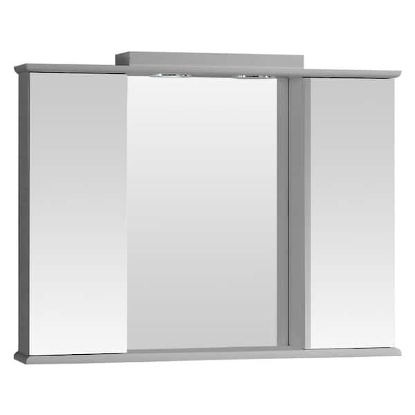 Garrido Bros. and Co. PVC 32 in. W x 24 in. H x 5-1/2 in. D Framed Lighted Bathroom Surface-Mount Bathroom Medicine Cabinet in Grey