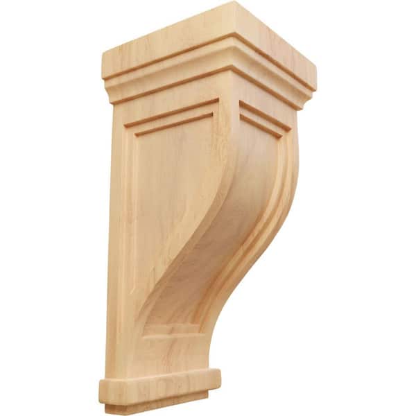 Ekena Millwork 6-1/2 in. x 6-1/2 in. x 14 in. Red Oak Traditional Recessed Corbel