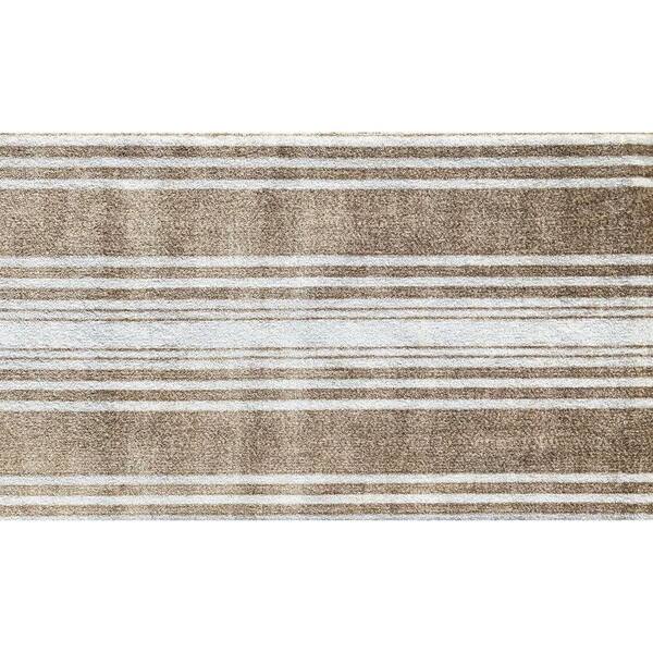 Linen 2.29 ft x 3.92 ft Tan and White Striped Area Rug
