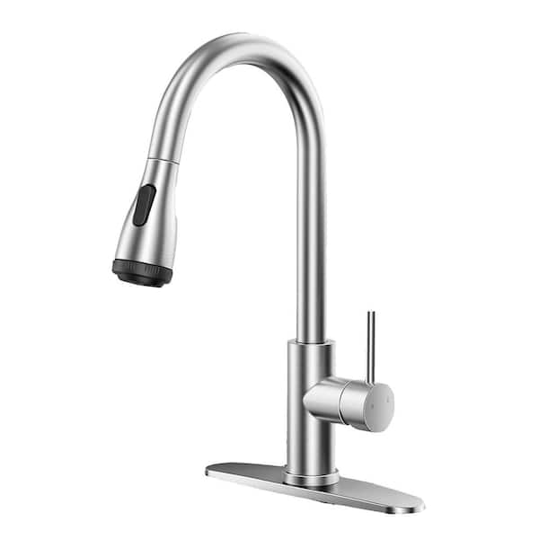 FLG Single Handle Touchless Pull Down Sprayer Kitchen Faucet With   Brushed Nickel Pull Down Kitchen Faucets Rd 0019 Bn 64 600 