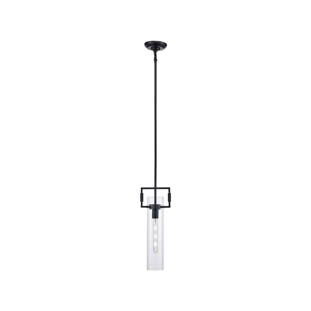 Mie 7" Black Contemporary Mini Pendant with Clear Glass Shade