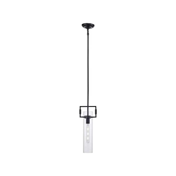 1-Light Black Mini Pendant Light Fixture with Clear Glass Shade