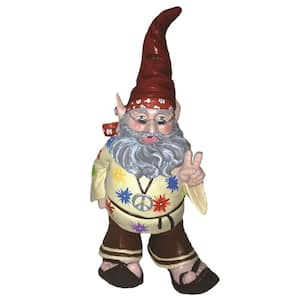 14 in. H 60's Jerry Peace Man Hippie Gnome Home and Garden Gnome Statue