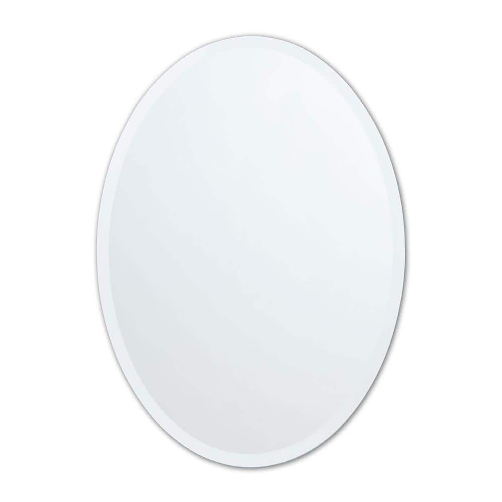 Design Element Vera 20 in. W x 28 in. H Small Oval Frameless Wall Mount Bathroom Vanity Mirror in Silver -  MIR-2028-OV-FL1