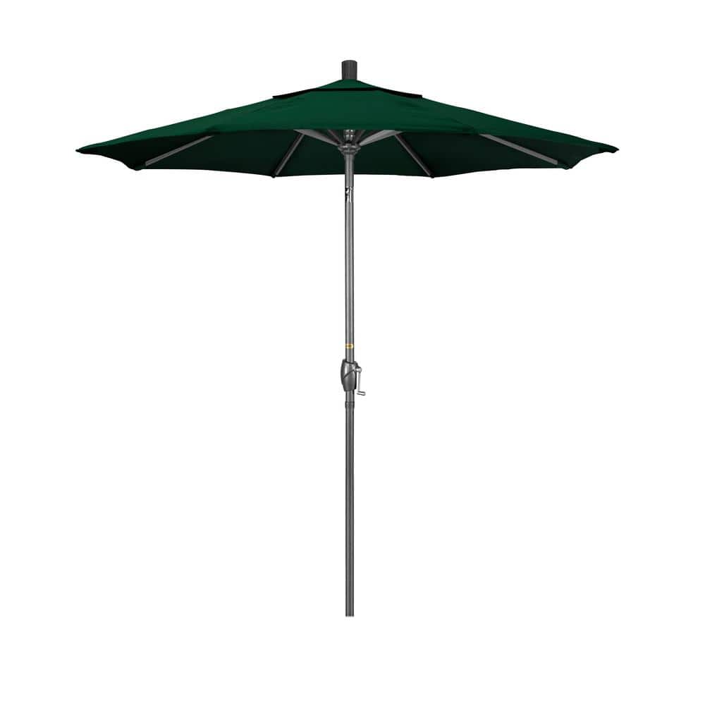 7.5 ft. Grey Aluminum Market Push Button Tilt Crank Lift Patio Umbrella in Forest Green Sunbrella price history on PriceWatchPro