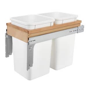 White Double 27 Qt Pull Out Top Mount Waste Bin