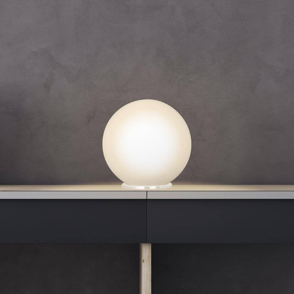 Rondo 8'' White Opal Glass Globe Table Lamp