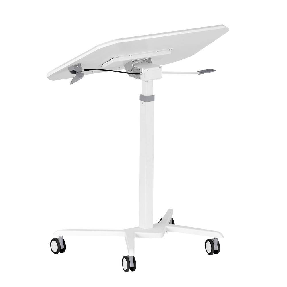 White Adjustable Height Mobile Laptop Stand with Steel Frame