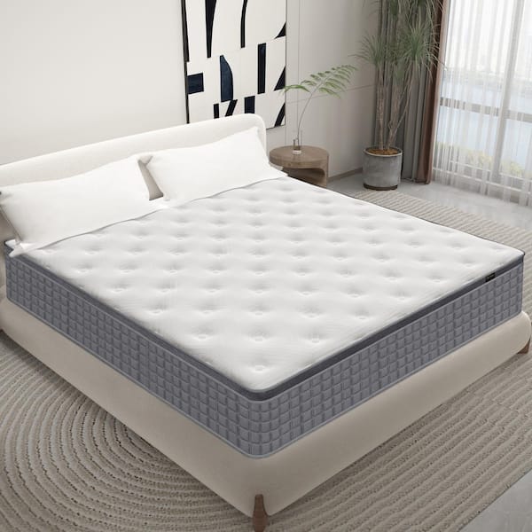 Grey Queen Medium Memory Foam 14 in. Bed-in-a-Box Mattress