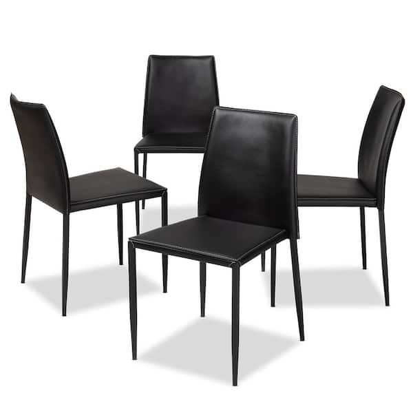 Baxton Studio Pascha Black Faux Leather Upholstered Dining Chair (Set of 4)